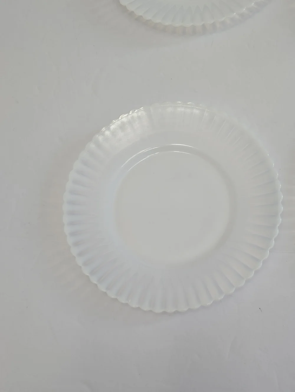 Vintage MacBeth Evans Set Of 8 Ringed Base Petalware Monax Bread Plates White 6
